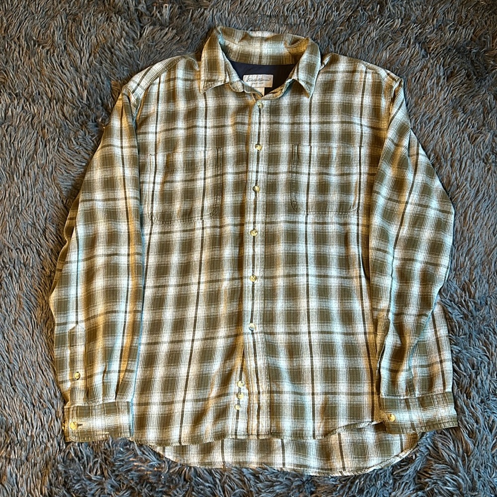 Eddie Bauer green plaid flannel